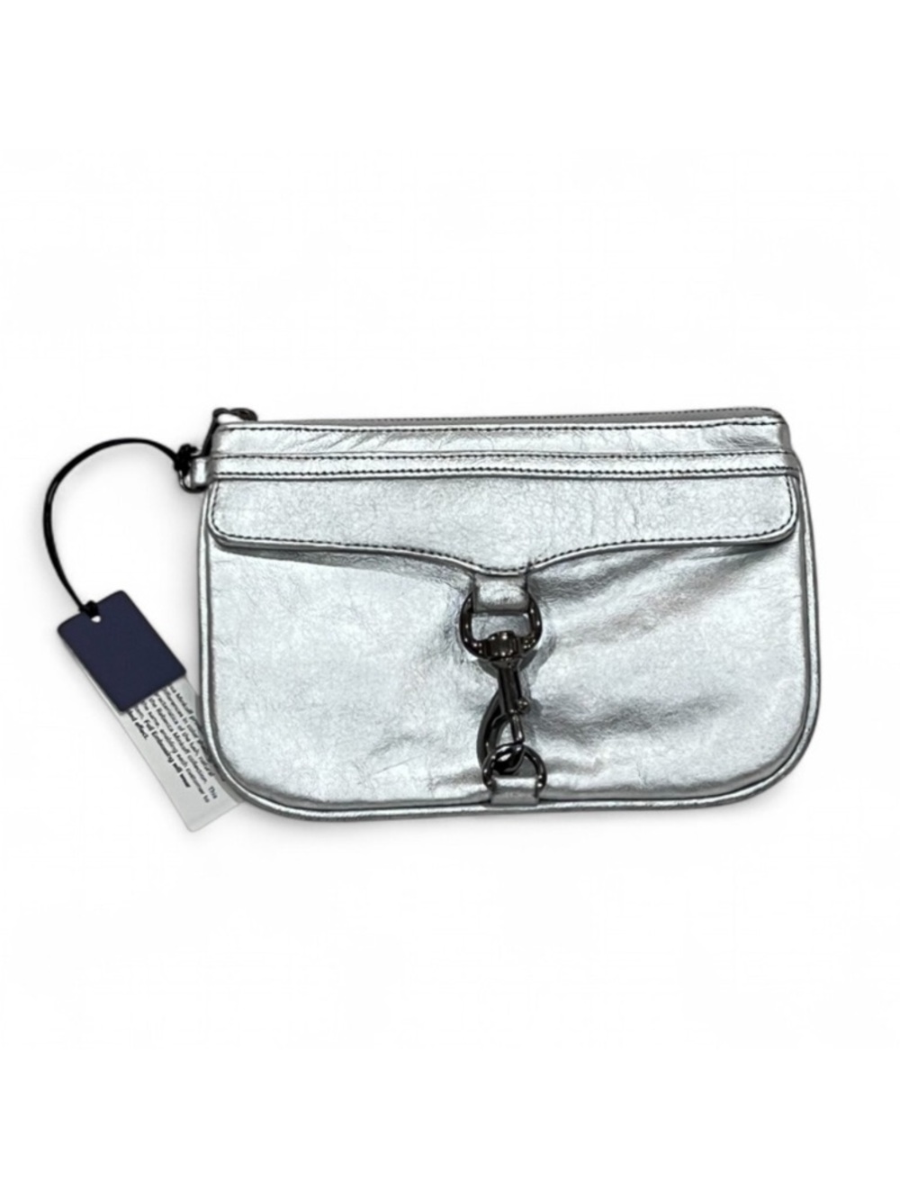 Rebecca Minkoff Silver Leather Skinny MAC Clutch NWT